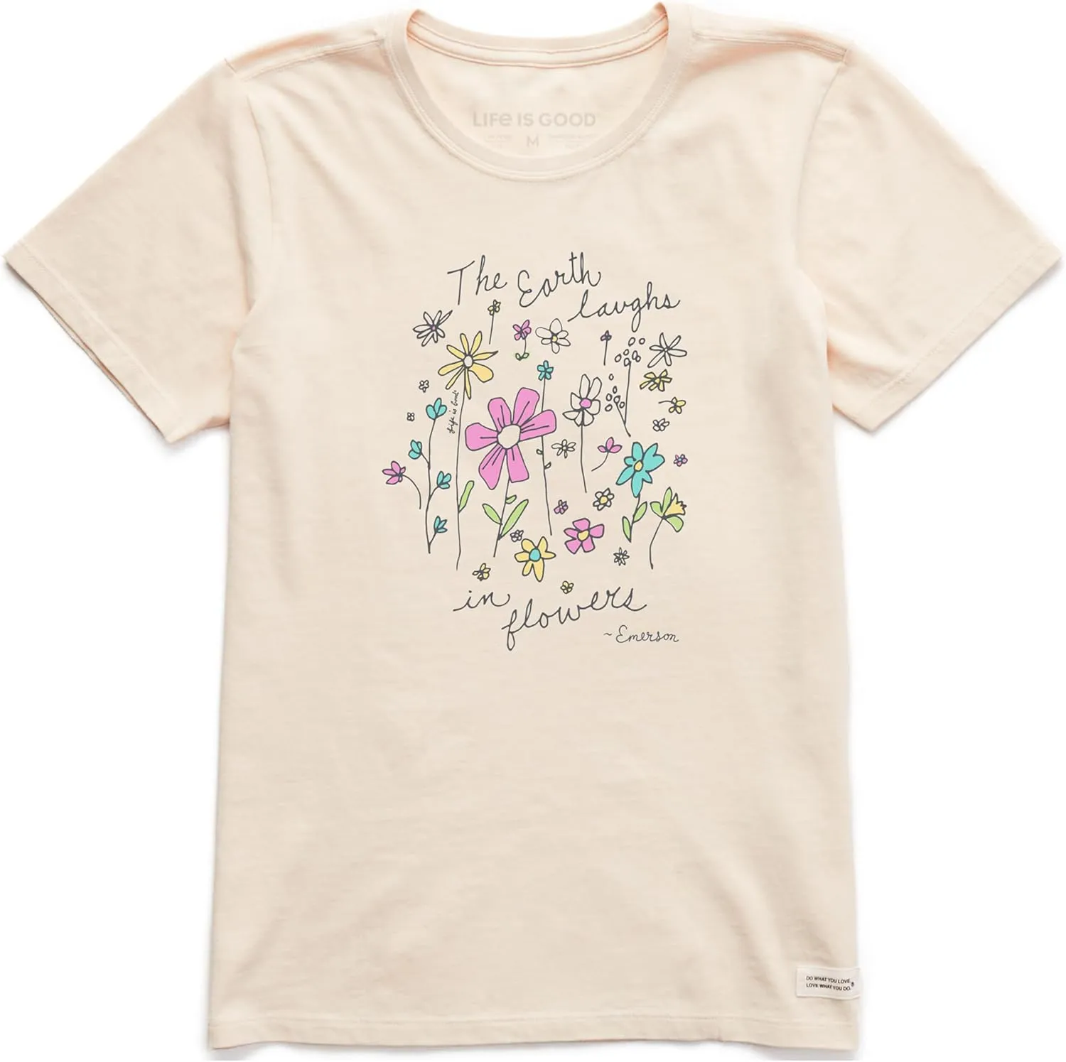 Life is Good Women's Crusher Tee, Short Sleeve Cotton Graphic T-Shirts, Earth Laughs in Wildflowers