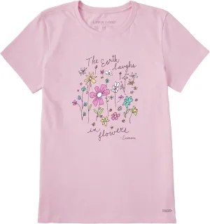Life is Good Women's Crusher Tee, Short Sleeve Cotton Graphic T-Shirts, Earth Laughs in Wildflowers