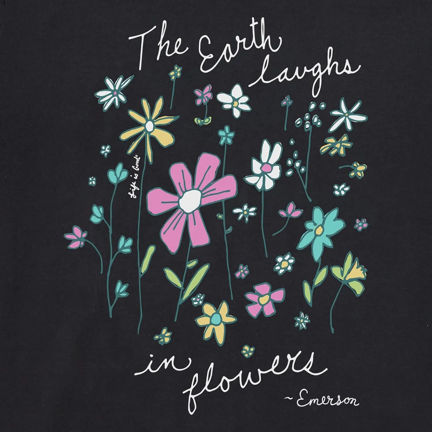 Life is Good Women's Crusher Tee, Short Sleeve Cotton Graphic T-Shirts, Earth Laughs in Wildflowers