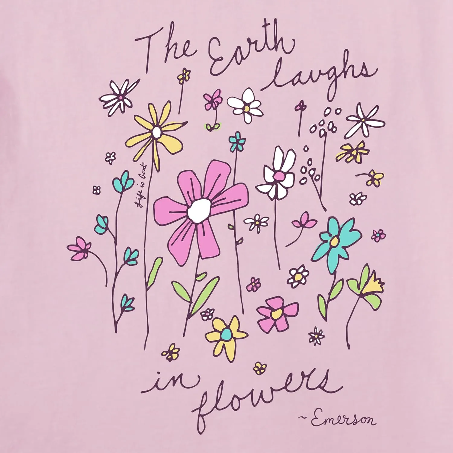 Life is Good Women's Crusher Tee, Short Sleeve Cotton Graphic T-Shirts, Earth Laughs in Wildflowers