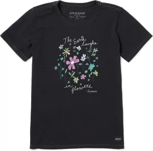 Life is Good Women's Crusher Tee, Short Sleeve Cotton Graphic T-Shirts, Earth Laughs in Wildflowers