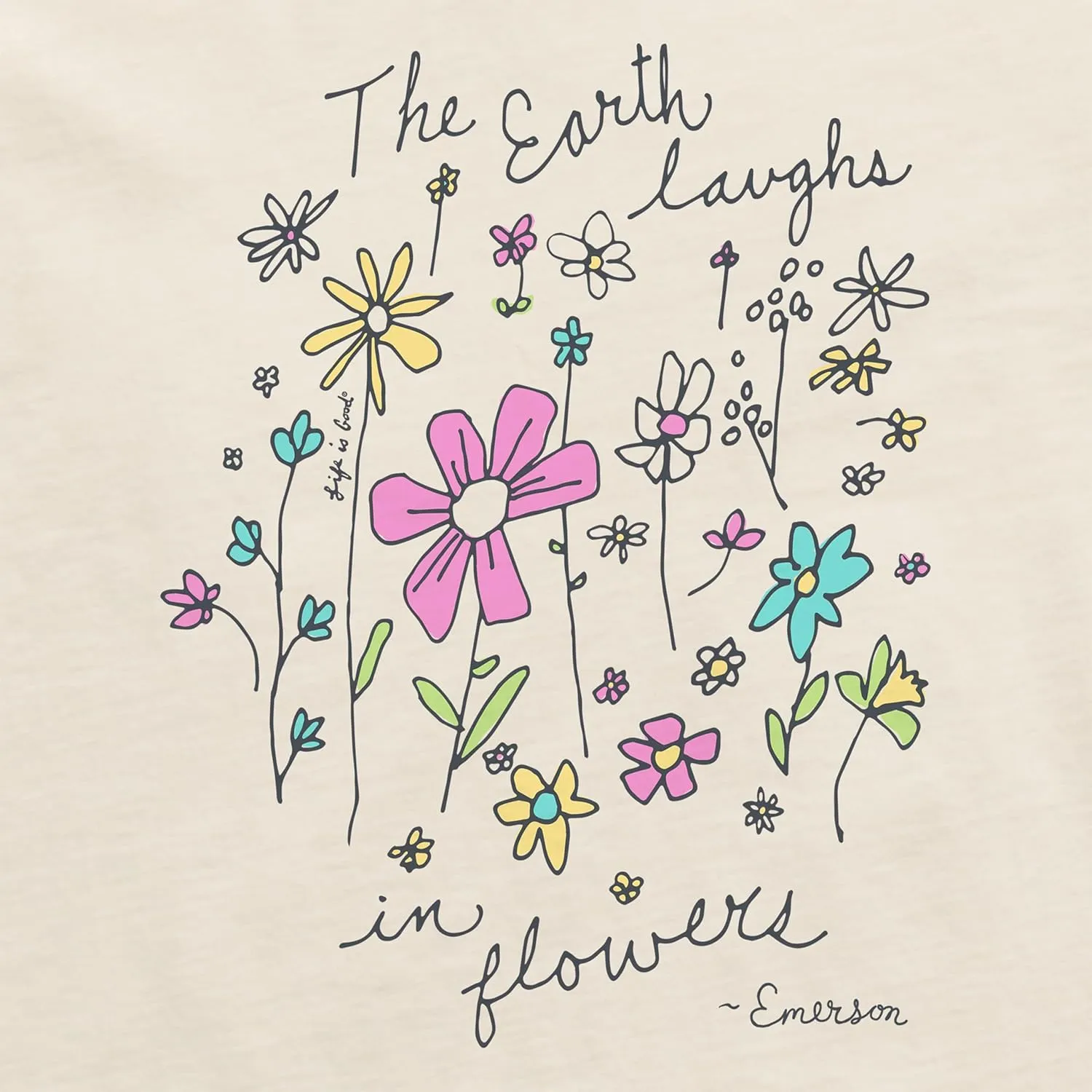Life is Good Women's Crusher Tee, Short Sleeve Cotton Graphic T-Shirts, Earth Laughs in Wildflowers