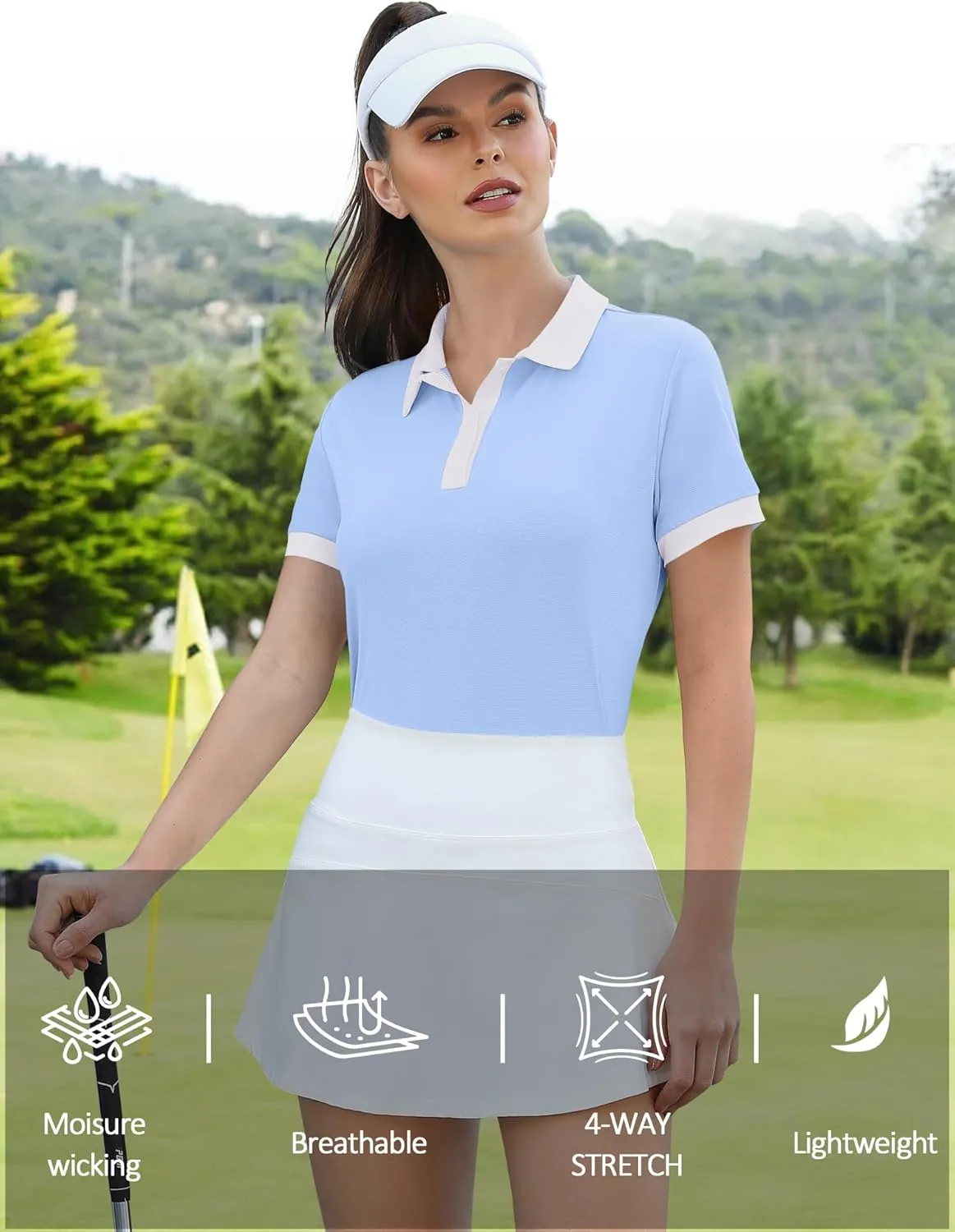 LOMON Womens Golf Polo Shirts Short Sleeve Collared Tops Lightweight Moisture Wicking Tennis Activewear S-XXL