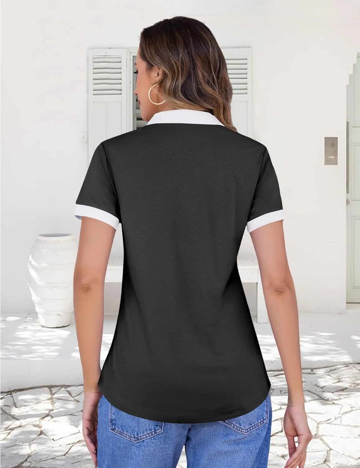 LOMON Womens Golf Polo Shirts Short Sleeve Collared Tops Lightweight Moisture Wicking Tennis Activewear S-XXL