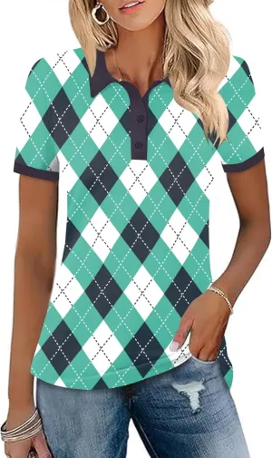 LOMON Womens Golf Polo Shirts Short Sleeve Collared Tops Lightweight Moisture Wicking Tennis Activewear S-XXL