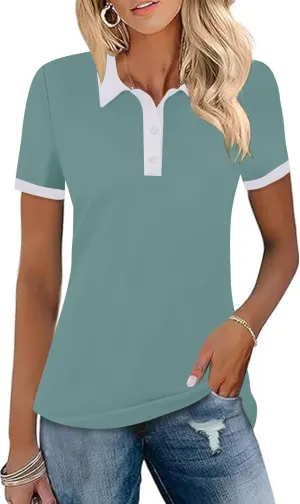 LOMON Womens Golf Polo Shirts Short Sleeve Collared Tops Lightweight Moisture Wicking Tennis Activewear S-XXL