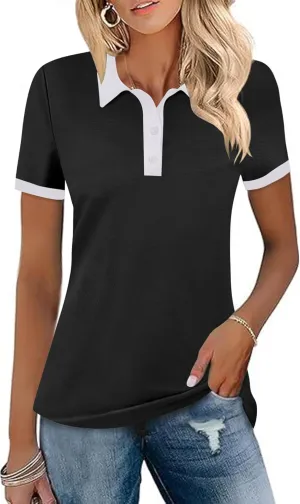 LOMON Womens Golf Polo Shirts Short Sleeve Collared Tops Lightweight Moisture Wicking Tennis Activewear S-XXL