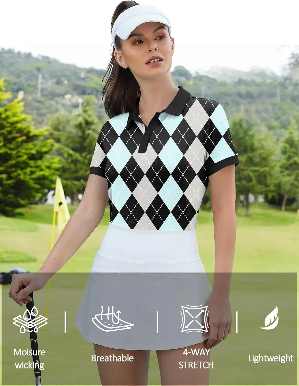 LOMON Womens Golf Polo Shirts Short Sleeve Collared Tops Lightweight Moisture Wicking Tennis Activewear S-XXL