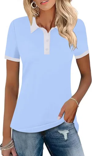 LOMON Womens Golf Polo Shirts Short Sleeve Collared Tops Lightweight Moisture Wicking Tennis Activewear S-XXL