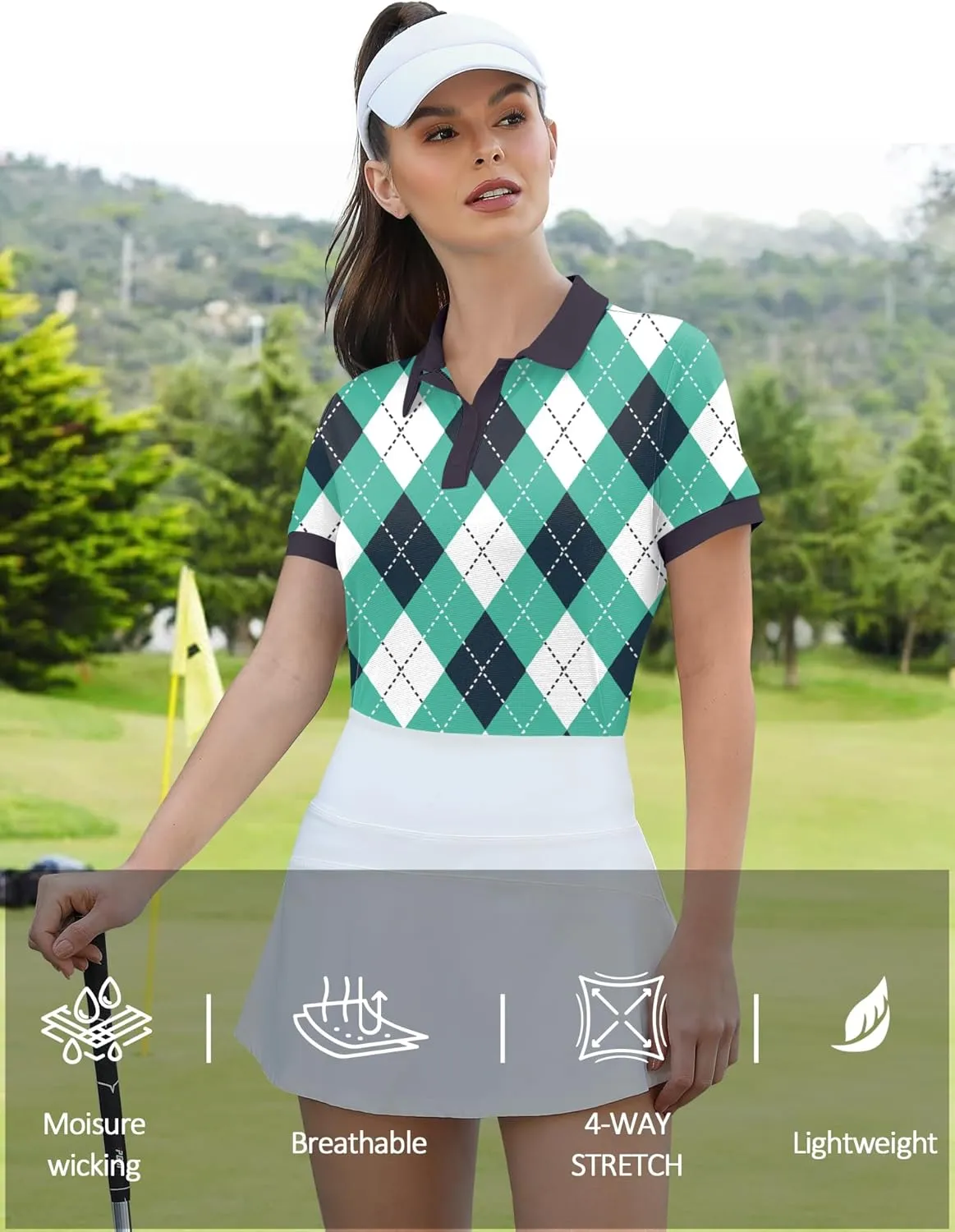 LOMON Womens Golf Polo Shirts Short Sleeve Collared Tops Lightweight Moisture Wicking Tennis Activewear S-XXL