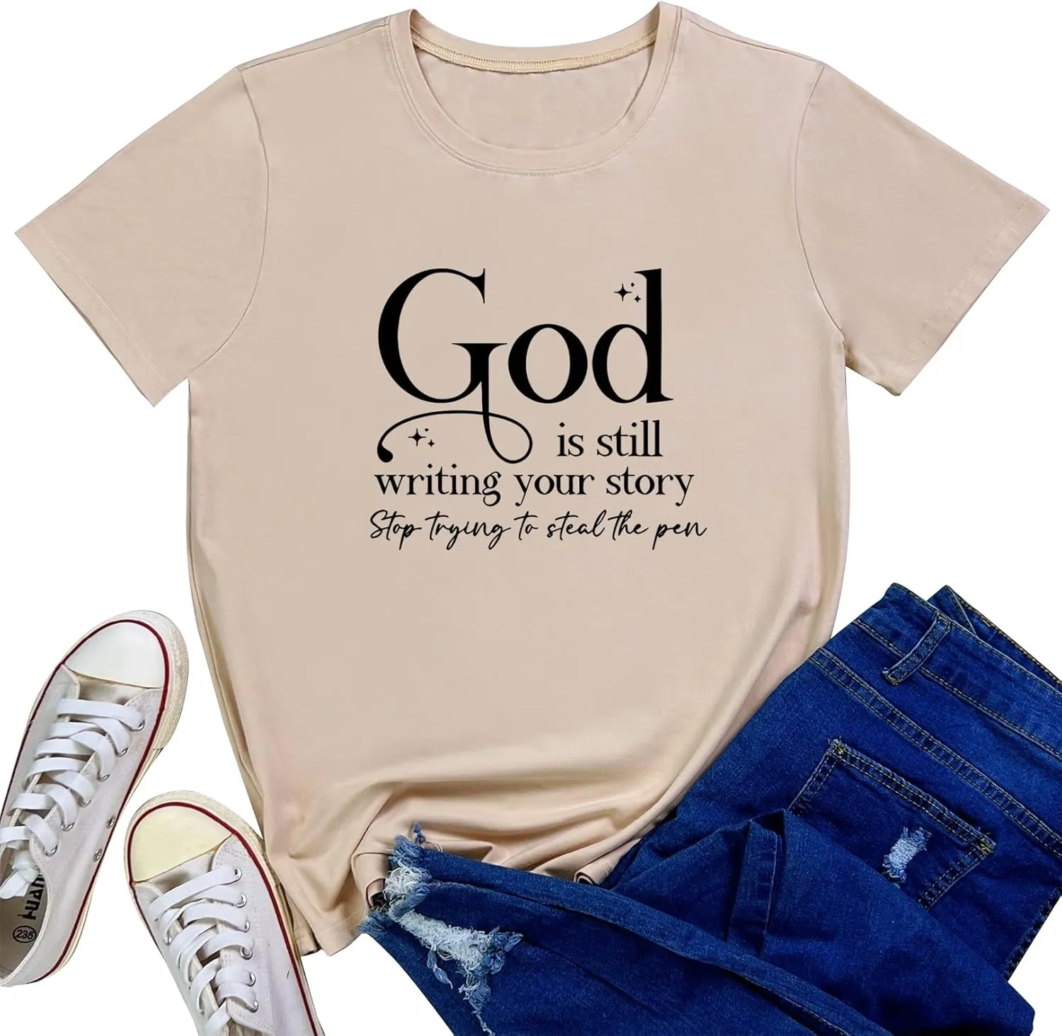 LOOKFACE Womens God is Still T Shirt Comfy Tops Graphic Tees