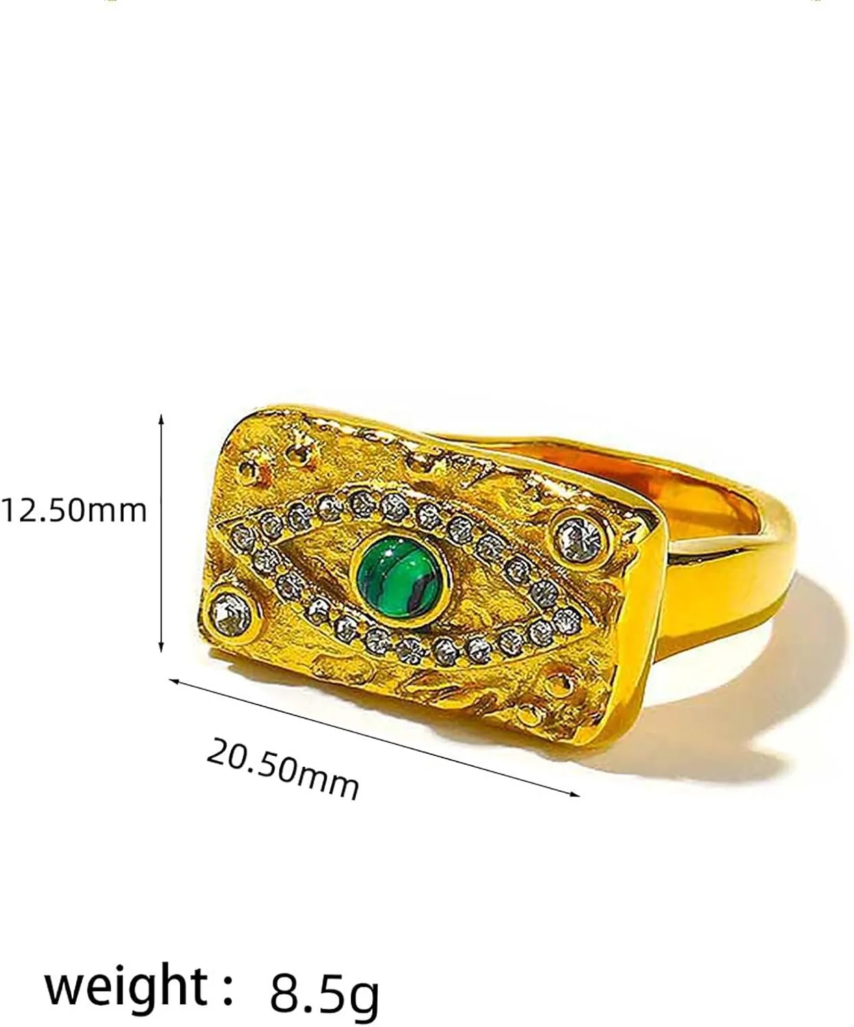 Loqimu Evil Eye Statement Rings Rectangle Chunky Stackable Midi Rings for Women Teen Girls Gold Stainless Steel Cubic Zirconia Rings Index Pinky Rings Aesthetic Finger Jewelry