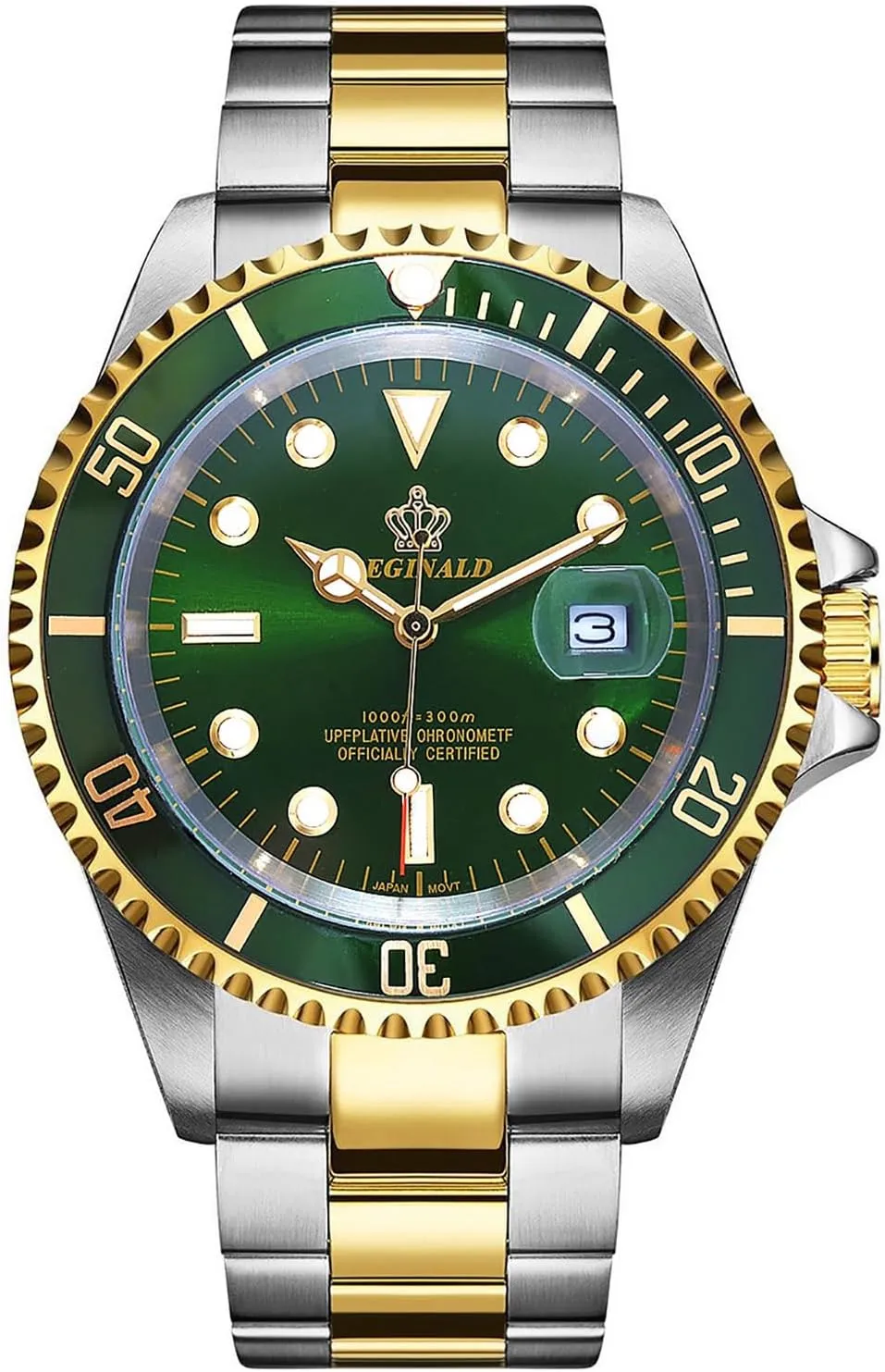 LOREO Classic Quartz Watches for Men Luminous Stainless Steel Band Rotating Bezel Sapphire Glass Diving Waterproof Wrist Watch Japan Movement Sports Military Outdoor Watch