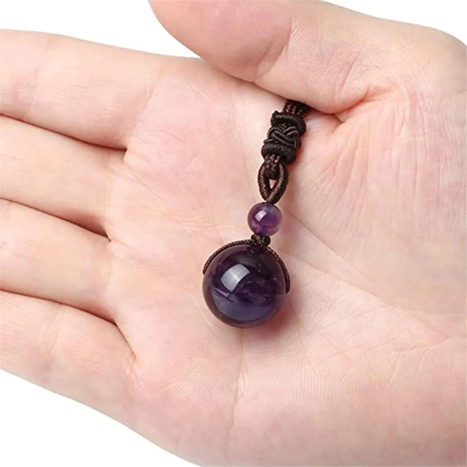 Lucky Natural Crystal Black Obsidian Tiger Eye Stone Bead Pendant Necklace Energy Healing Adjustable Braided Rope Cord Necklace for Women Men Protection Jewelry Gift