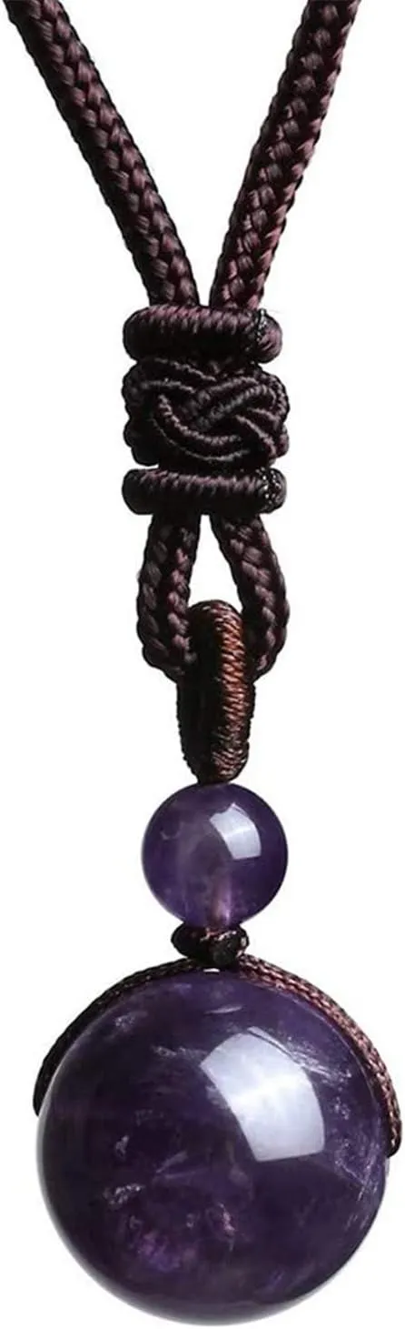 Lucky Natural Crystal Black Obsidian Tiger Eye Stone Bead Pendant Necklace Energy Healing Adjustable Braided Rope Cord Necklace for Women Men Protection Jewelry Gift