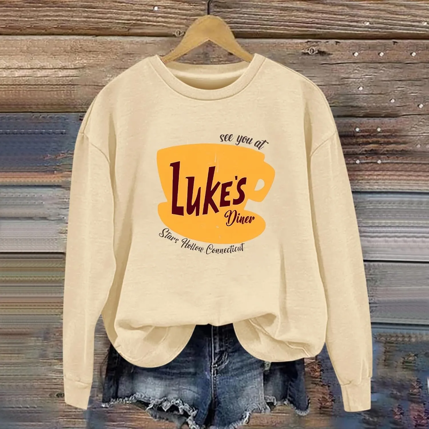 Luke's Diner Sweatshirts for WomenCrewneck Lukes Diner Graphic Long Sleeve Casual Pullover Preppy Girls Sweatshirt