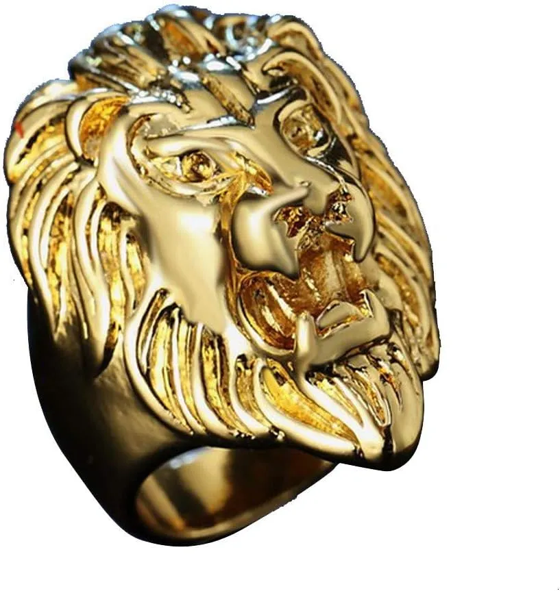 Luxury and Shining Men's Vintage Stainless Steel Lion Head Rings Heavy Metal Rock Style