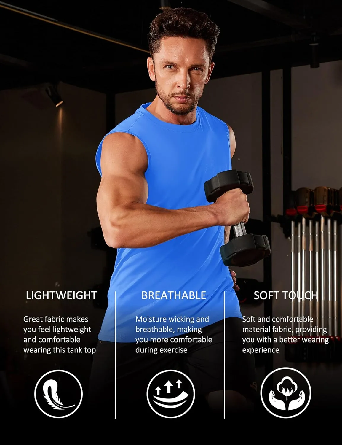 MAGCOMSEN Men's Tank Top Cotton Muscle Workout Gym Shirts Moisture Wicking Lightweight Summer Casual Sleeveless Shirts