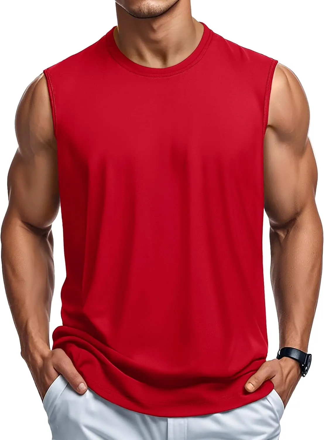 MAGCOMSEN Men's Tank Top Cotton Muscle Workout Gym Shirts Moisture Wicking Lightweight Summer Casual Sleeveless Shirts