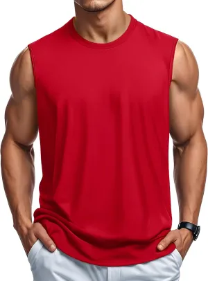 MAGCOMSEN Men's Tank Top Cotton Muscle Workout Gym Shirts Moisture Wicking Lightweight Summer Casual Sleeveless Shirts