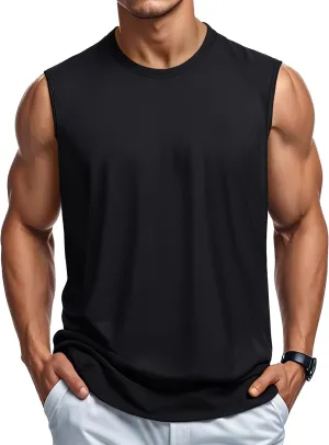 MAGCOMSEN Men's Tank Top Cotton Muscle Workout Gym Shirts Moisture Wicking Lightweight Summer Casual Sleeveless Shirts