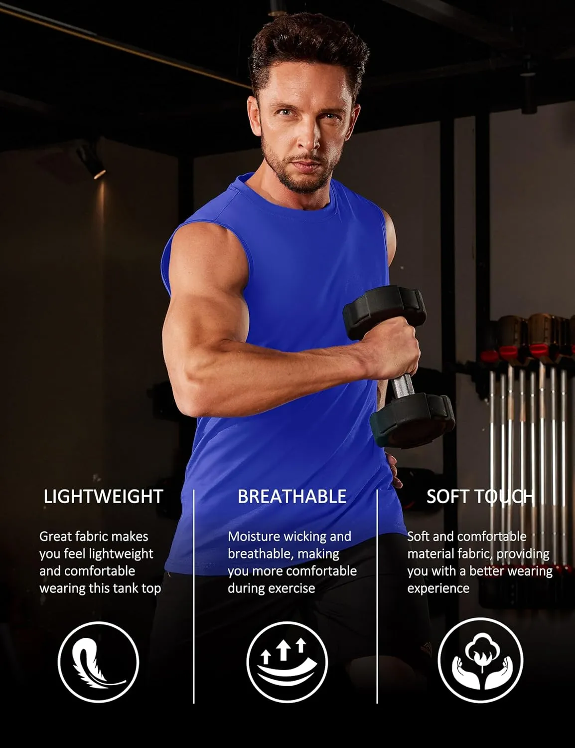 MAGCOMSEN Men's Tank Top Cotton Muscle Workout Gym Shirts Moisture Wicking Lightweight Summer Casual Sleeveless Shirts