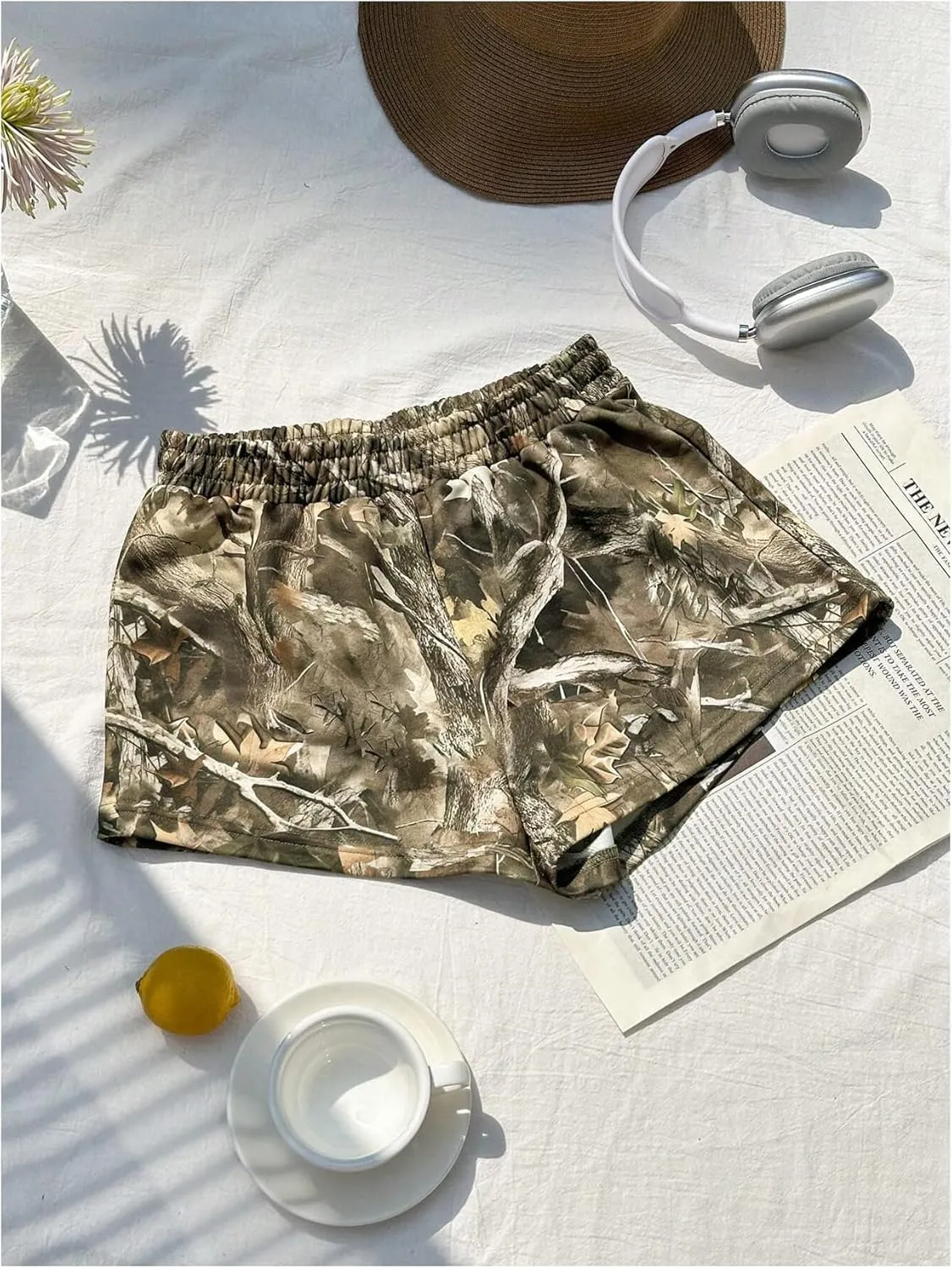 MakeMeChic Women's Casual Drawstring Waist Sweat Shorts Running Track Shorts