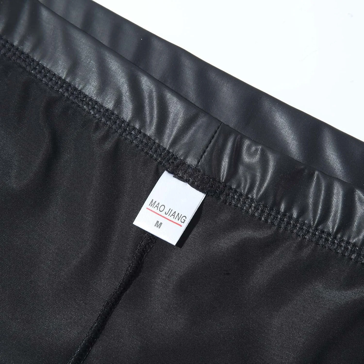 Male Casual Solid Mesh Imitation Leather Underwear Pant Knickers Mens Soft Underwear