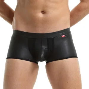 Male Casual Solid Mesh Imitation Leather Underwear Pant Knickers Mens Soft Underwear