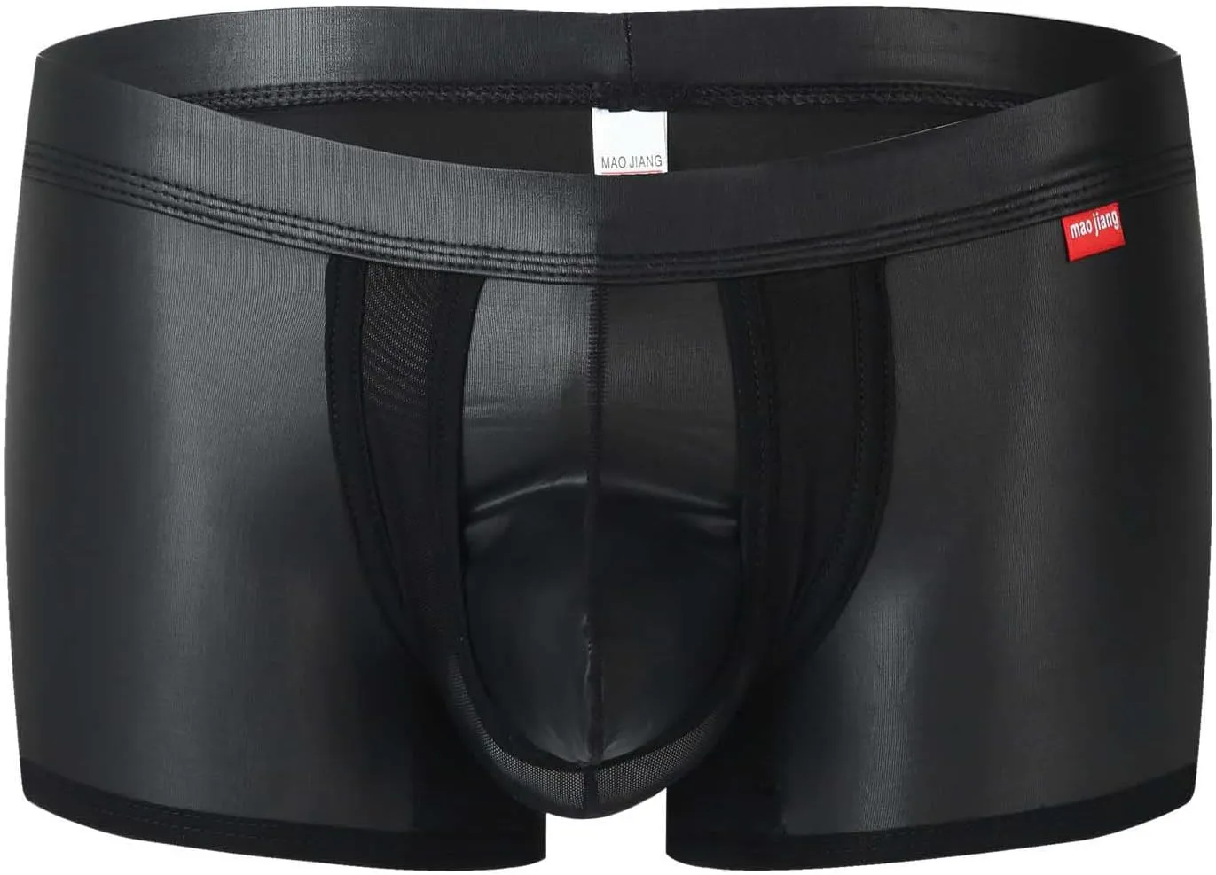 Male Casual Solid Mesh Imitation Leather Underwear Pant Knickers Mens Soft Underwear