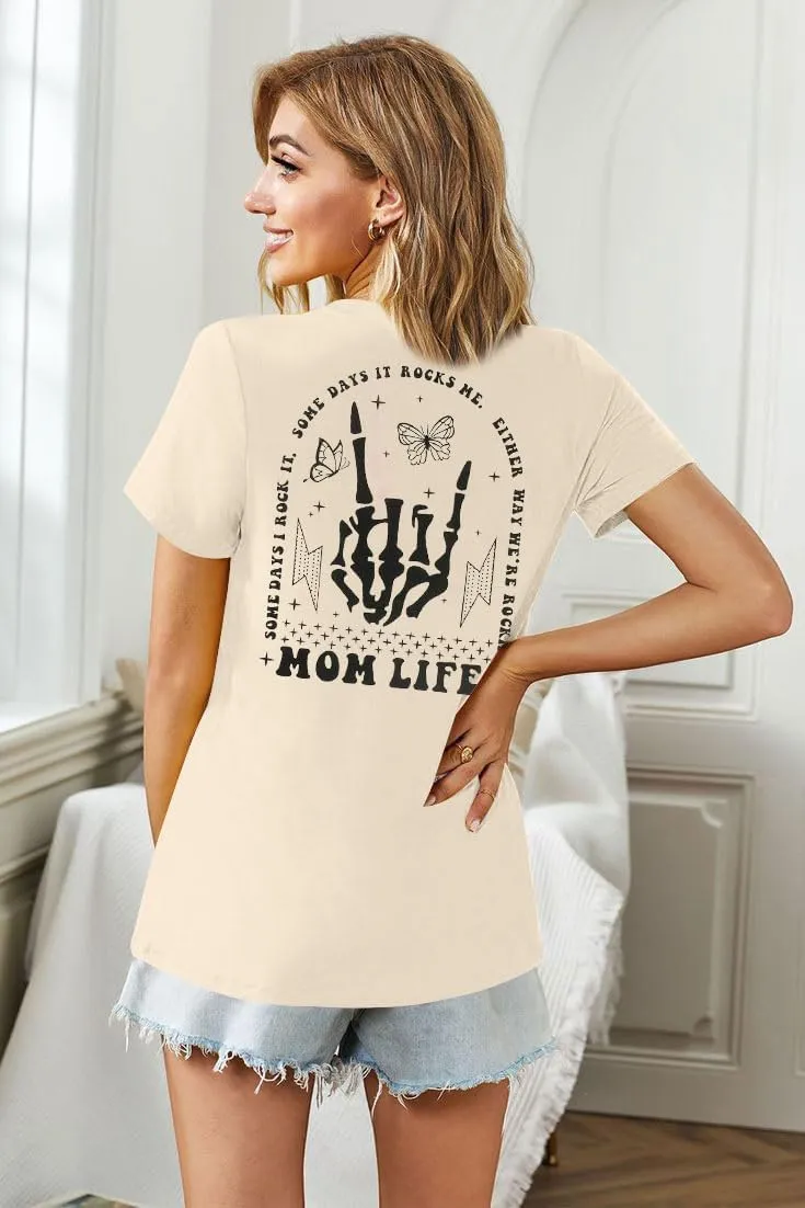 Mama Shirts Mom Life T-Shirts Women Some Days I Rock It Shirt Vintage Casual Short Sleeve Tops