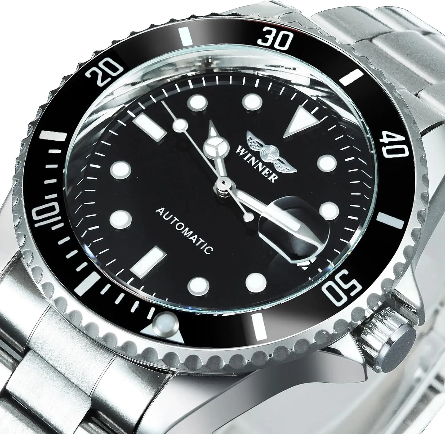 MASTOP Men Automatic Mechanical Watches Full Steel Waterproof Mens Watches with Calendar