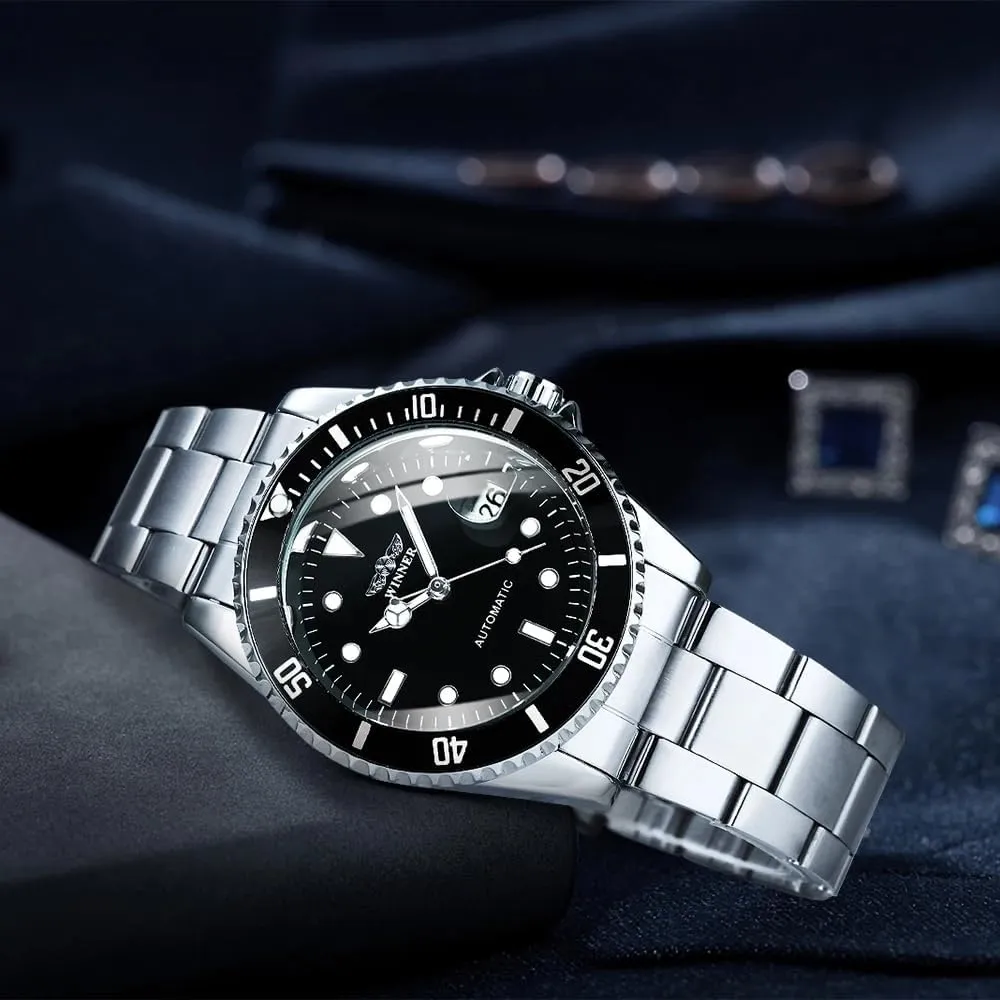 MASTOP Men Automatic Mechanical Watches Full Steel Waterproof Mens Watches with Calendar