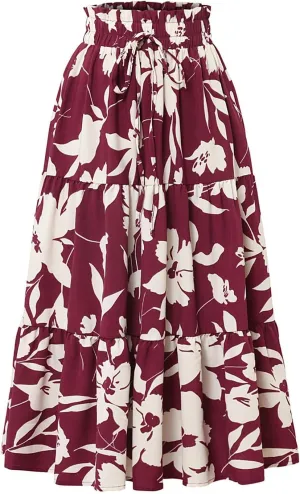Maxi Skirt Boho Maxi Spring Flowy Boho Comfy Tiered Western Boho Mini Skirt