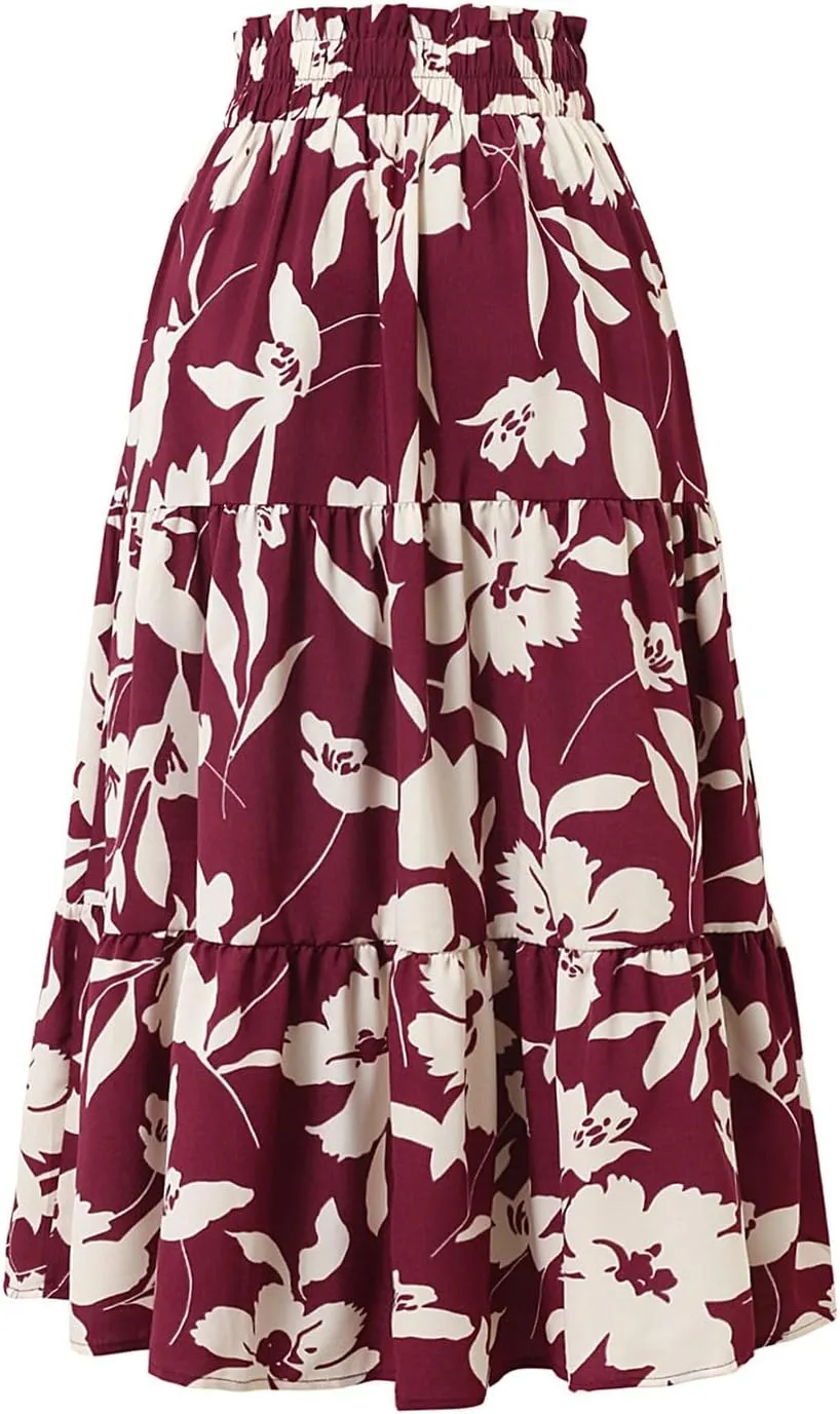 Maxi Skirt Boho Maxi Spring Flowy Boho Comfy Tiered Western Boho Mini Skirt
