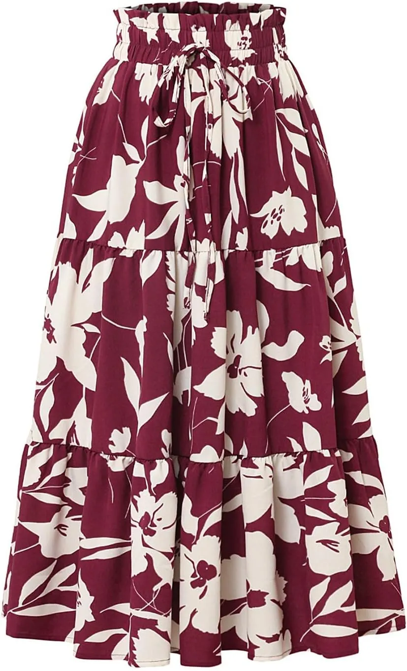 Maxi Skirt Boho Maxi Spring Flowy Boho Comfy Tiered Western Boho Mini Skirt