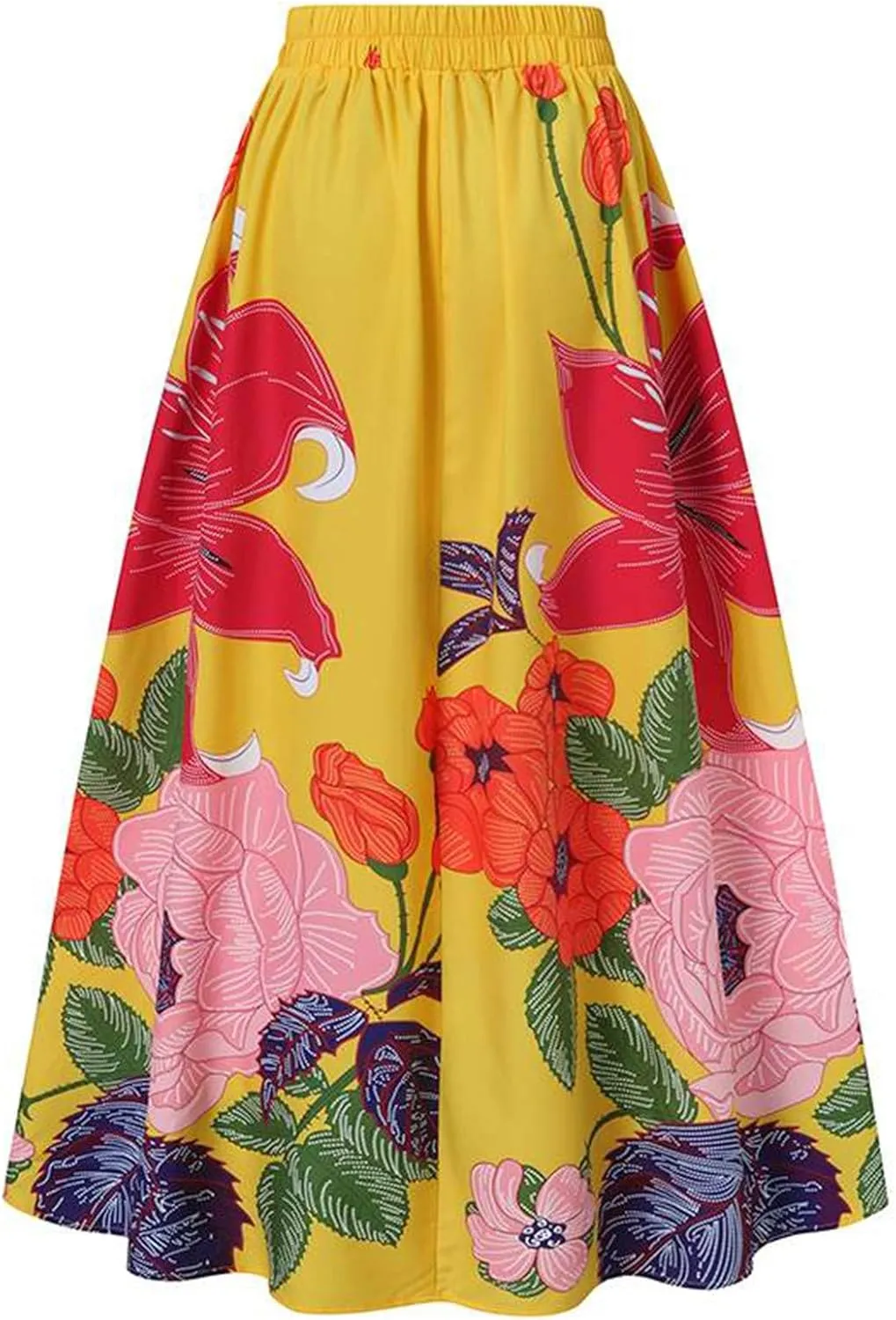 Maxi Skirts for Women Boho Skirt Summer Floral Skirt Long Flowy Skirts Broomstick Skirts Elastic Waist A Line Skirts