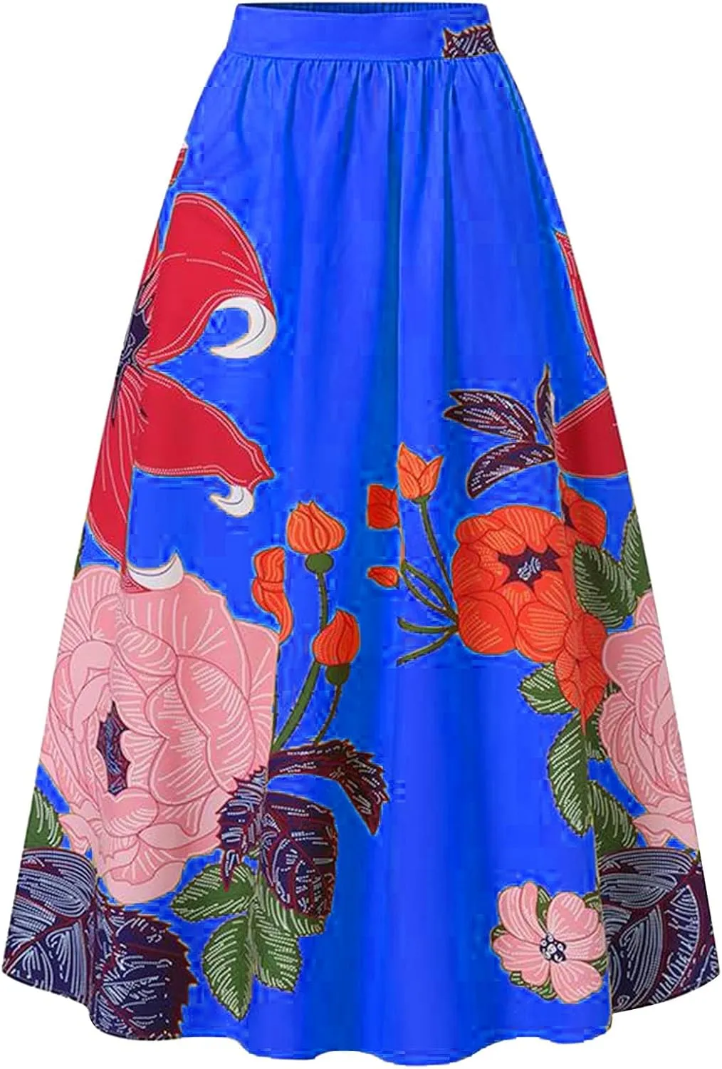 Maxi Skirts for Women Boho Skirt Summer Floral Skirt Long Flowy Skirts Broomstick Skirts Elastic Waist A Line Skirts