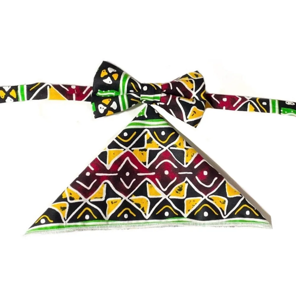 Mens African Geometric Bow Tie