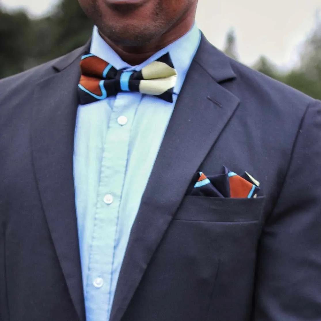 Mens African Geometric Bow Tie
