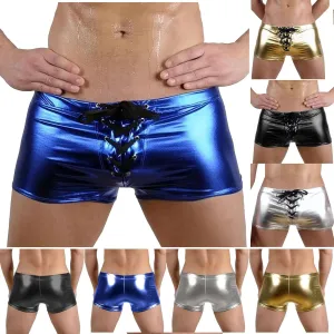 Men's Boxers Patent Leather Shorts Underwear Sexy Underwear Steel Pipe Leather Pants Casual Men's Underwear Briefs