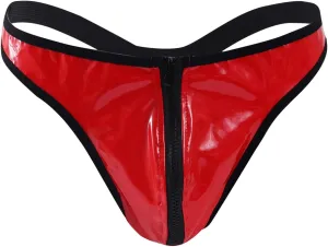 Mens Bright Leather Underwear Zipper Thong Bodybuilding Underwear Cool Outfit