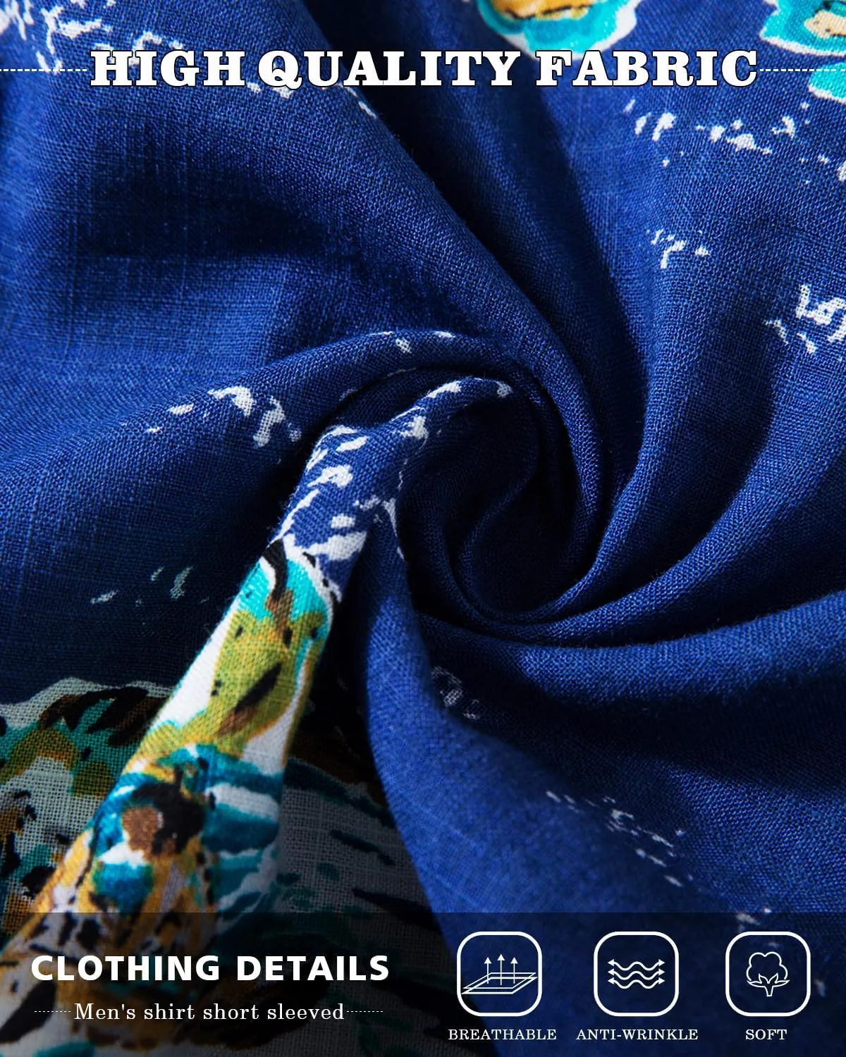 Mens Casual Hawaiian Shirts Front Pocket Summer Floral Shirt Short Sleeve Button Down Tropical Beach Shirts