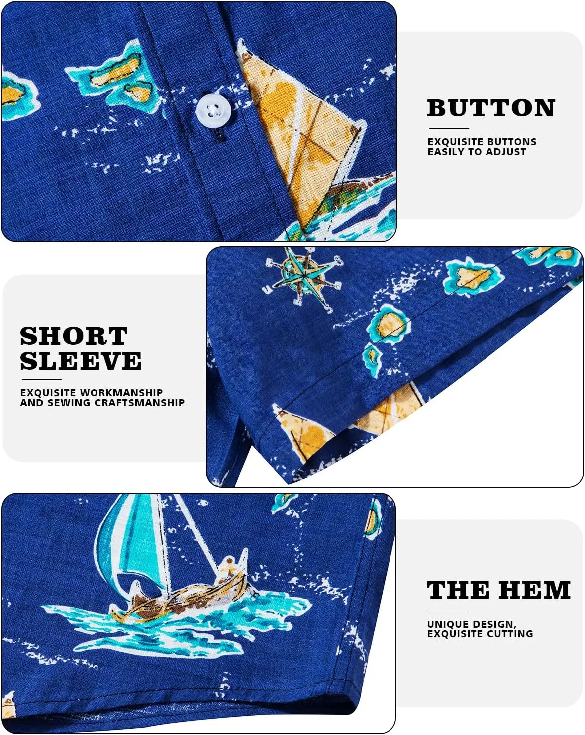 Mens Casual Hawaiian Shirts Front Pocket Summer Floral Shirt Short Sleeve Button Down Tropical Beach Shirts