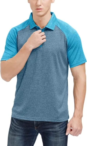 Men's Casual Short Sleeve Moisture Wicking Performance Golf Polo Contrast Color Patchwork Pique Shirts Tops