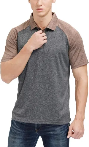 Men's Casual Short Sleeve Moisture Wicking Performance Golf Polo Contrast Color Patchwork Pique Shirts Tops