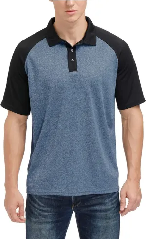 Men's Casual Short Sleeve Moisture Wicking Performance Golf Polo Contrast Color Patchwork Pique Shirts Tops
