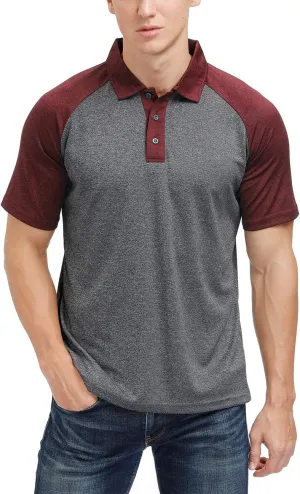 Men's Casual Short Sleeve Moisture Wicking Performance Golf Polo Contrast Color Patchwork Pique Shirts Tops