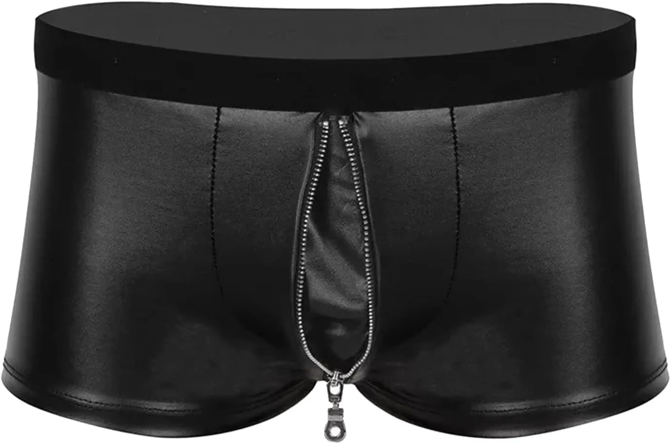Mens Casual Solid Color Leather Shorts Sexy Soft Leather Taste Underwear Shorts Underwear Athletic Thong