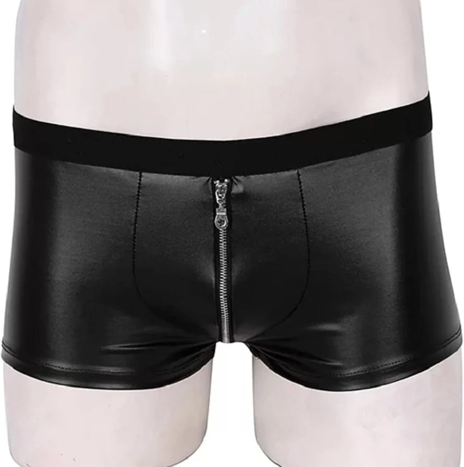 Mens Casual Solid Color Leather Shorts Sexy Soft Leather Taste Underwear Shorts Underwear Athletic Thong